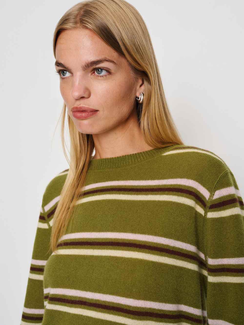 Reformation Cashmere Boyfriend Sweater - Pear Multi Stripe