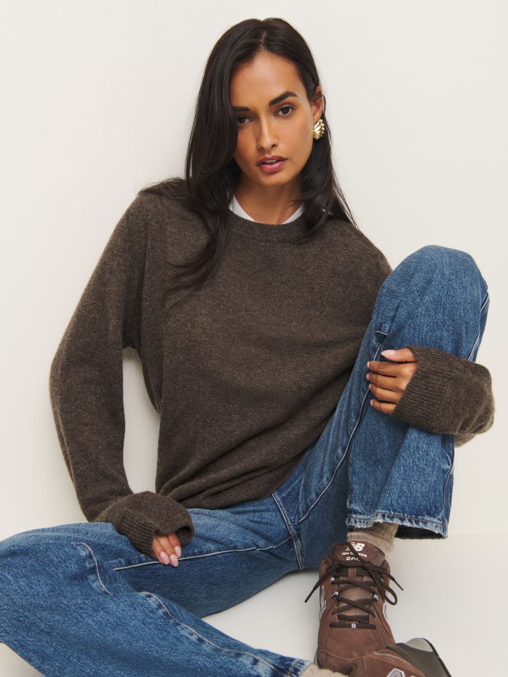 Reformation Cashmere Boyfriend Sweater - Walnut