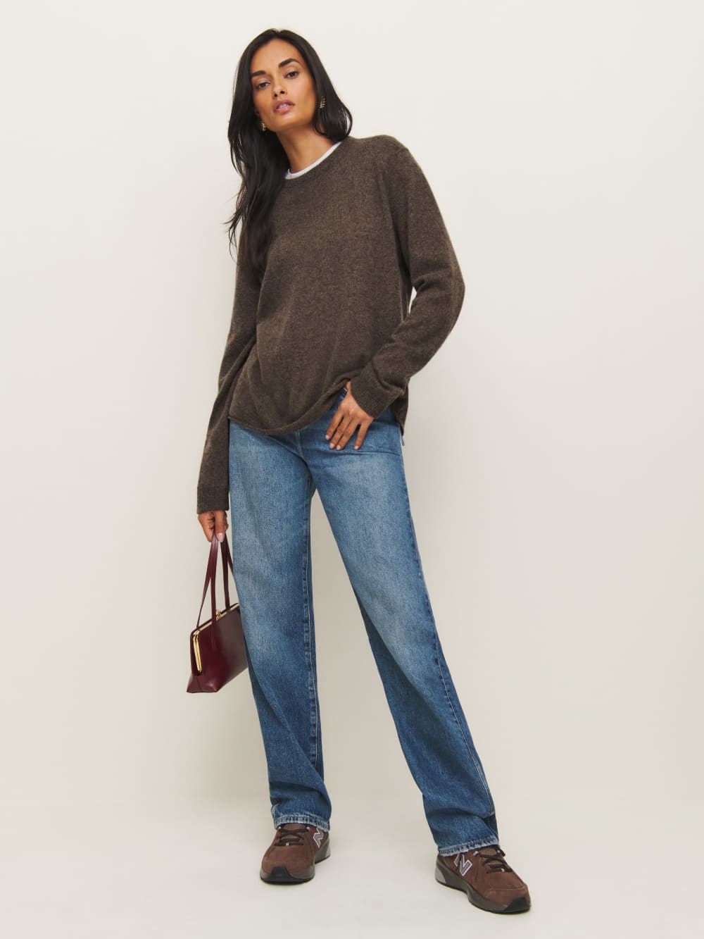 Reformation Cashmere Boyfriend Sweater - Walnut