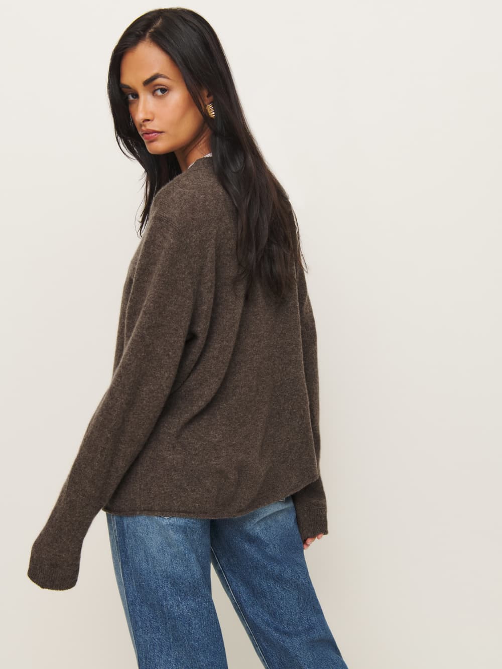 Reformation Cashmere Boyfriend Sweater - Walnut