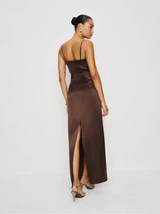Reformation Frankie Silk Dress - Cafe