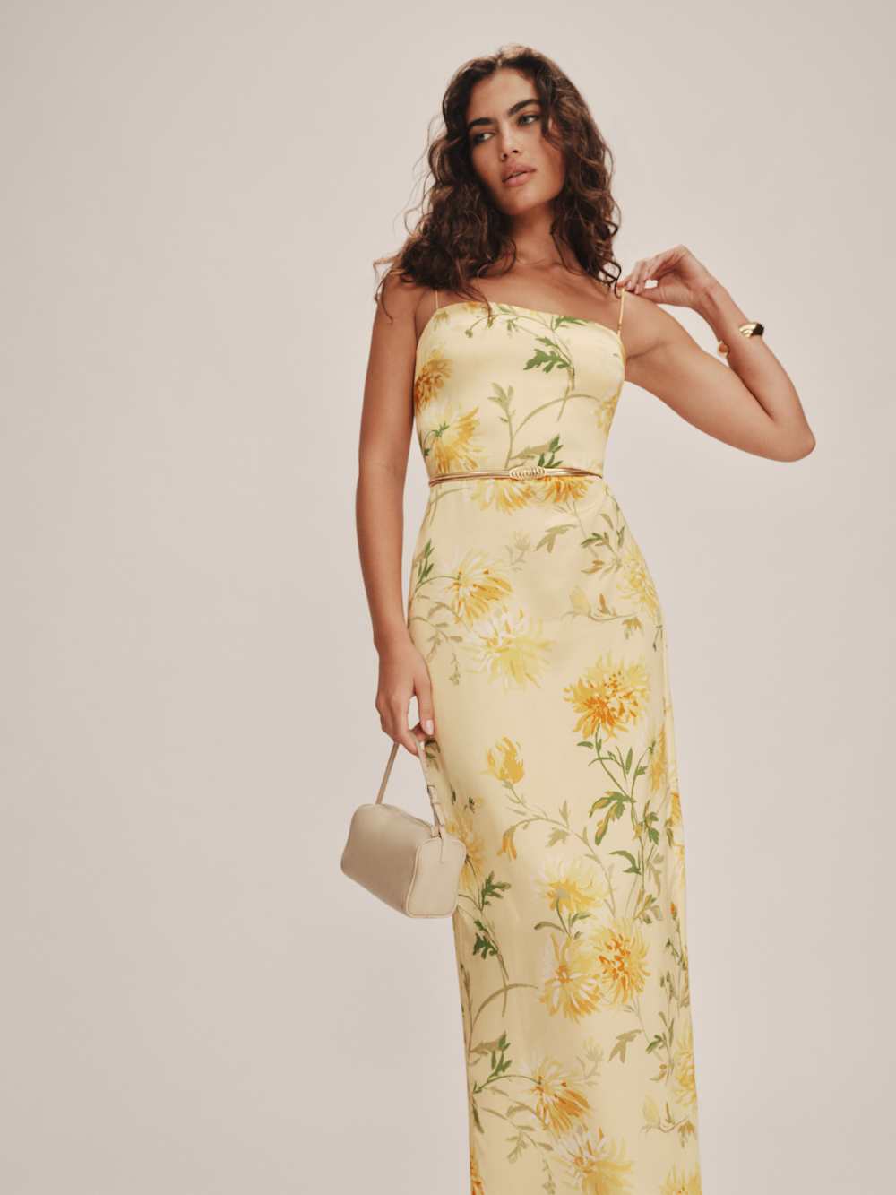 Reformation Frankie Silk Dress - Honeyglow