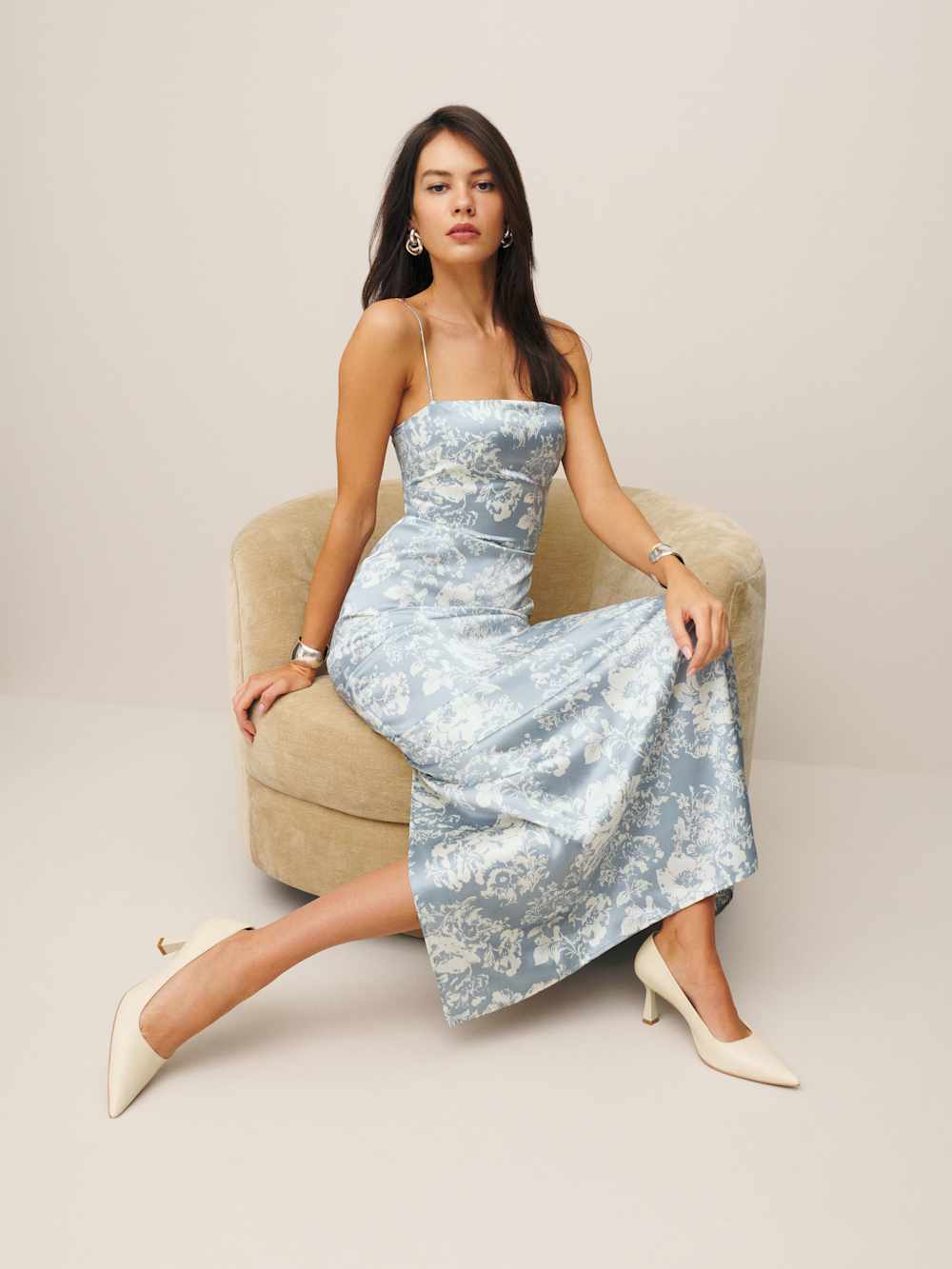 Reformation Frankie Silk Dress - Porcelain