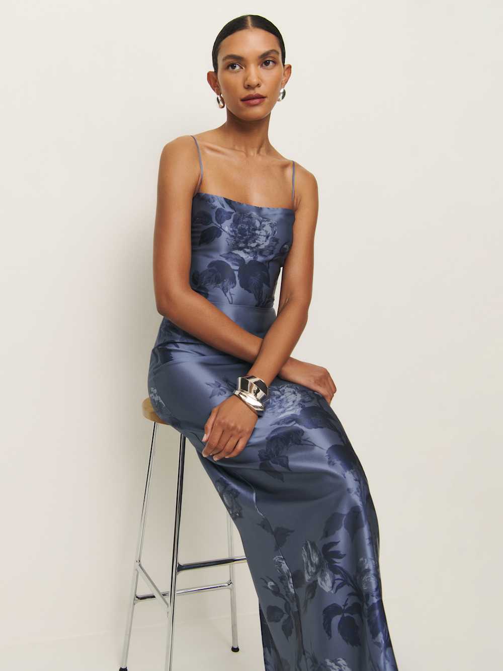Reformation Frankie Silk Dress - Trieste Border