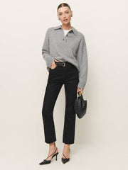 Reformation Cynthia High Rise Straight Cropped Jeans - Black