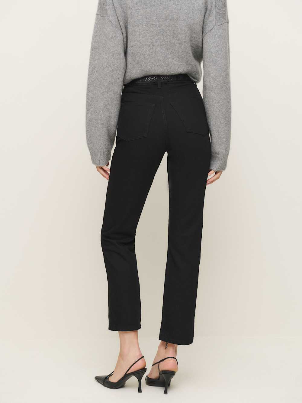Reformation Cynthia High Rise Straight Cropped Jeans - Black