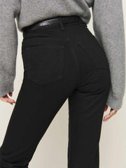 Reformation Cynthia High Rise Straight Cropped Jeans - Black