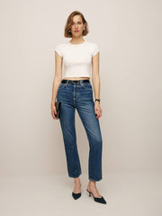 Reformation Cynthia High Rise Straight Cropped Jeans - Lanier