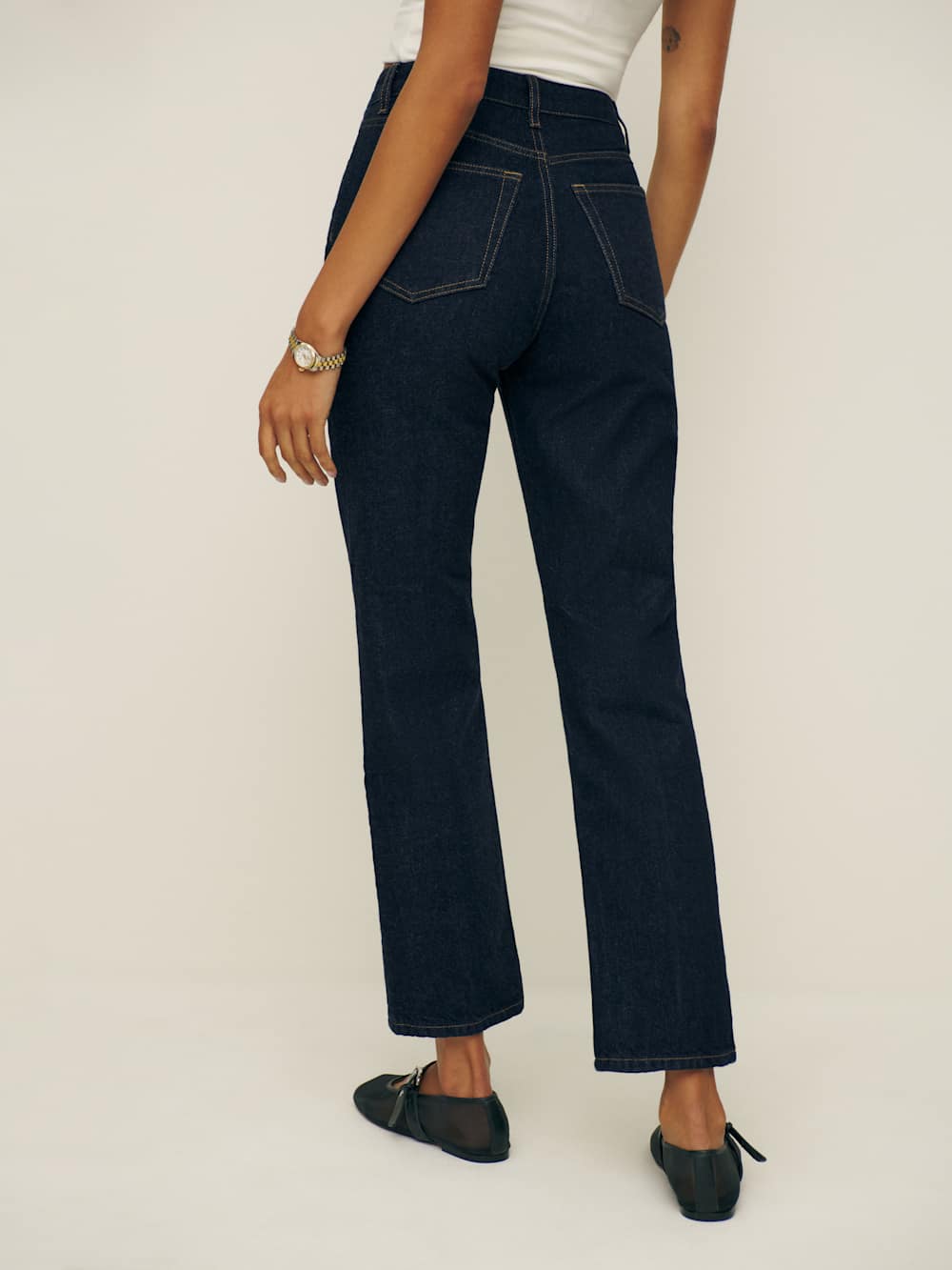 Reformation Cynthia High Rise Straight Cropped Jeans - Ondine