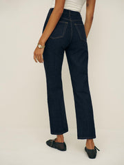 Reformation Cynthia High Rise Straight Cropped Jeans - Ondine