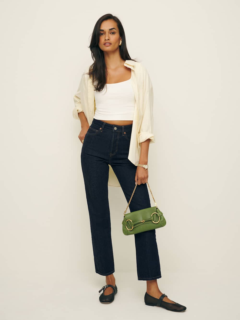 Reformation Cynthia High Rise Straight Cropped Jeans - Ondine