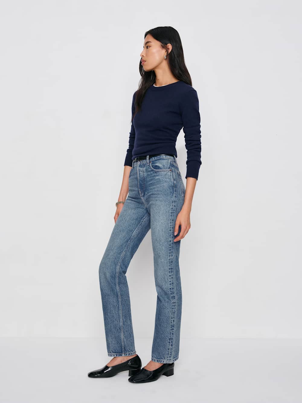 Reformation Cynthia High Rise Straight Cropped Jeans - Colorado