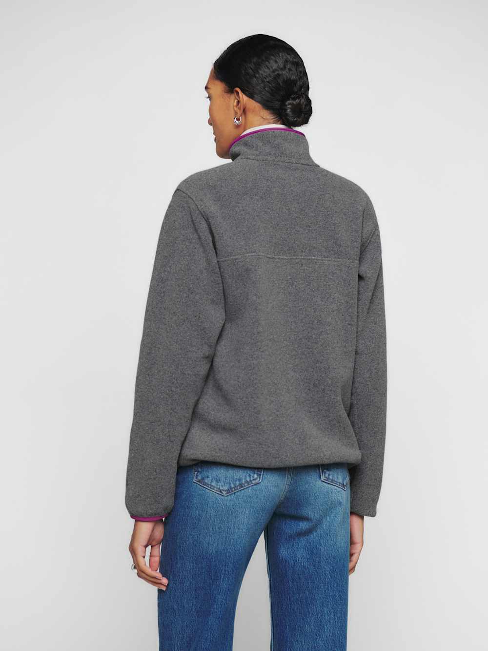 Reformation Patagonia W's Synchilla Snap-t Pullover - Nickel W/ Amaranth Pink