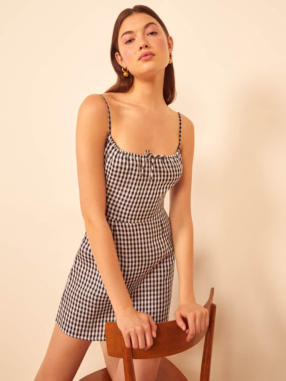 Reformation Violaine Linen Dress - April Check