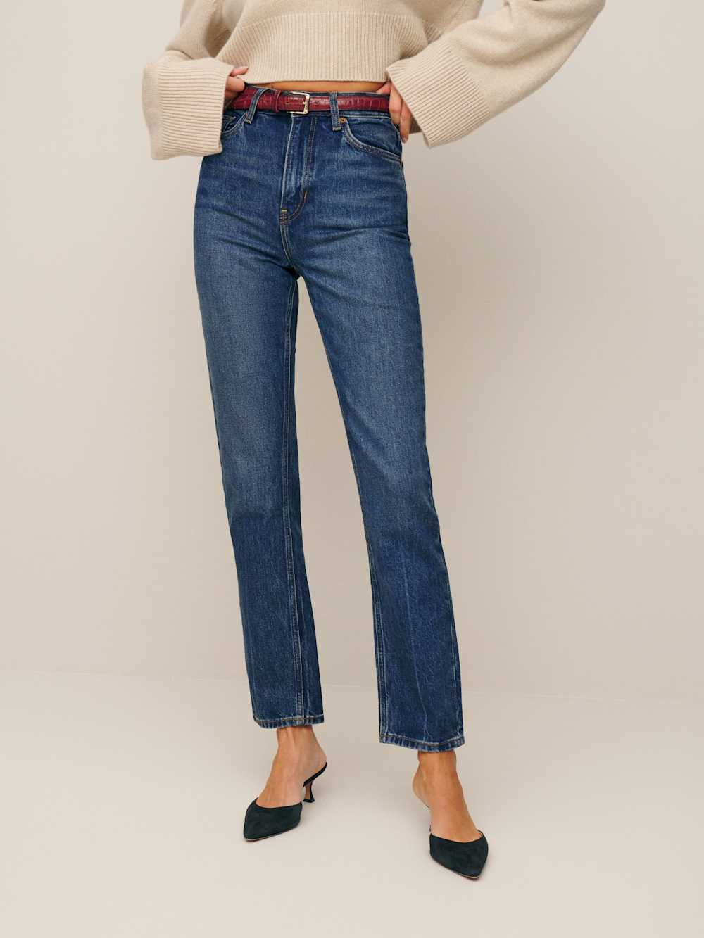 Reformation Liza Ultra High Rise Straight Jeans - Icarian