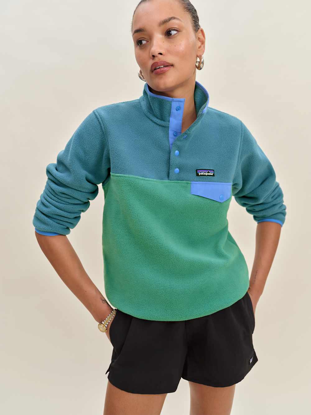 Reformation Patagonia W's Lightweight Synchilla Snap-t Pullover - Heartleaf Green