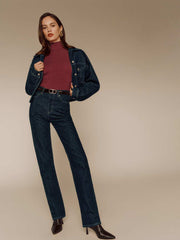 Reformation Cynthia High Rise Straight Long Jeans - Ondine