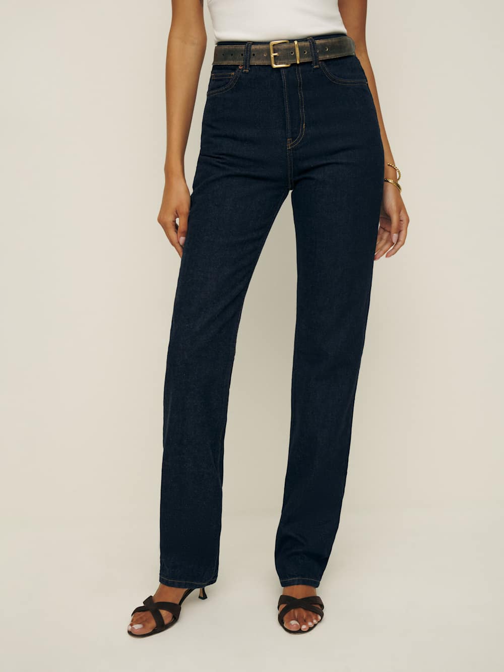 Reformation Cynthia High Rise Straight Long Jeans - Ondine