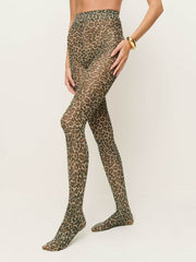 Reformation Swedish Stockings Sofia Leo Tights - Brown Leopard