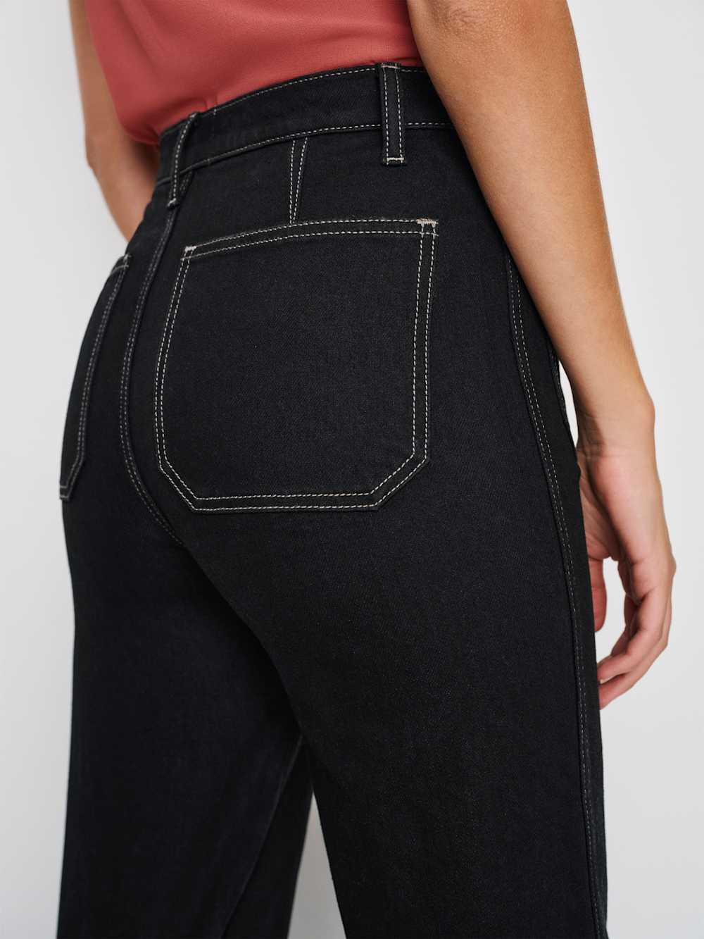 Reformation Alyssa Stretch High Rise Wide Leg Jeans - Black