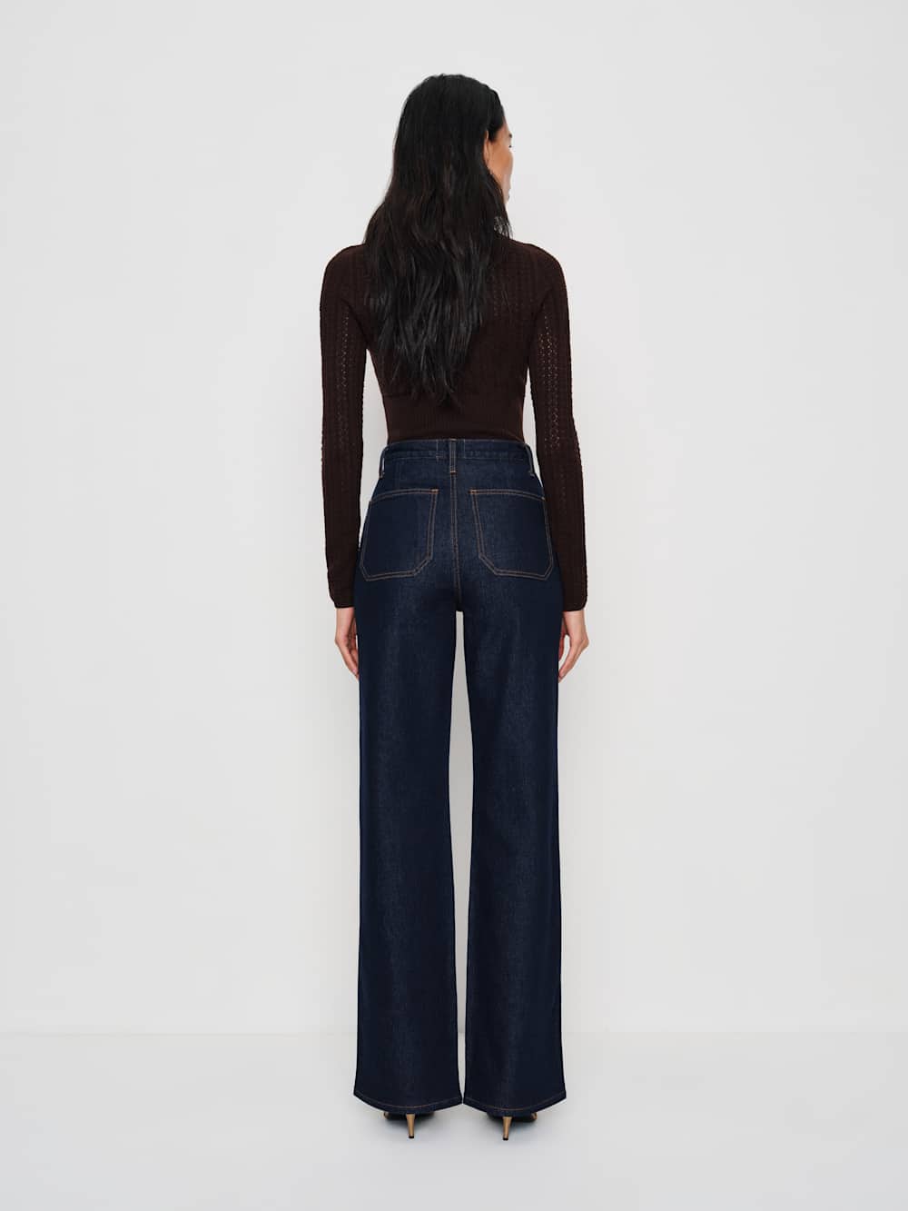 Reformation Alyssa Stretch High Rise Wide Leg Jeans - Seneca