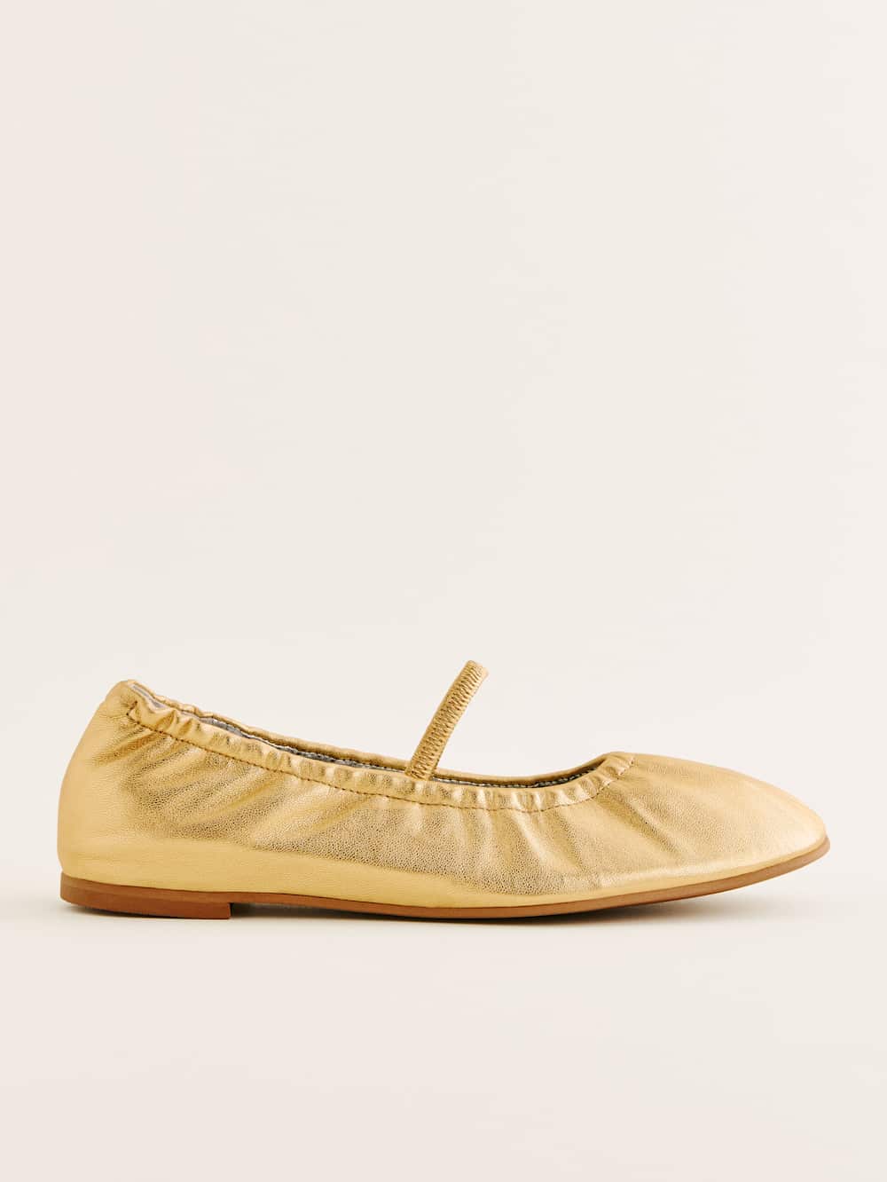 Reformation Buffy Ruched Ballet Flat - Vintage Gold