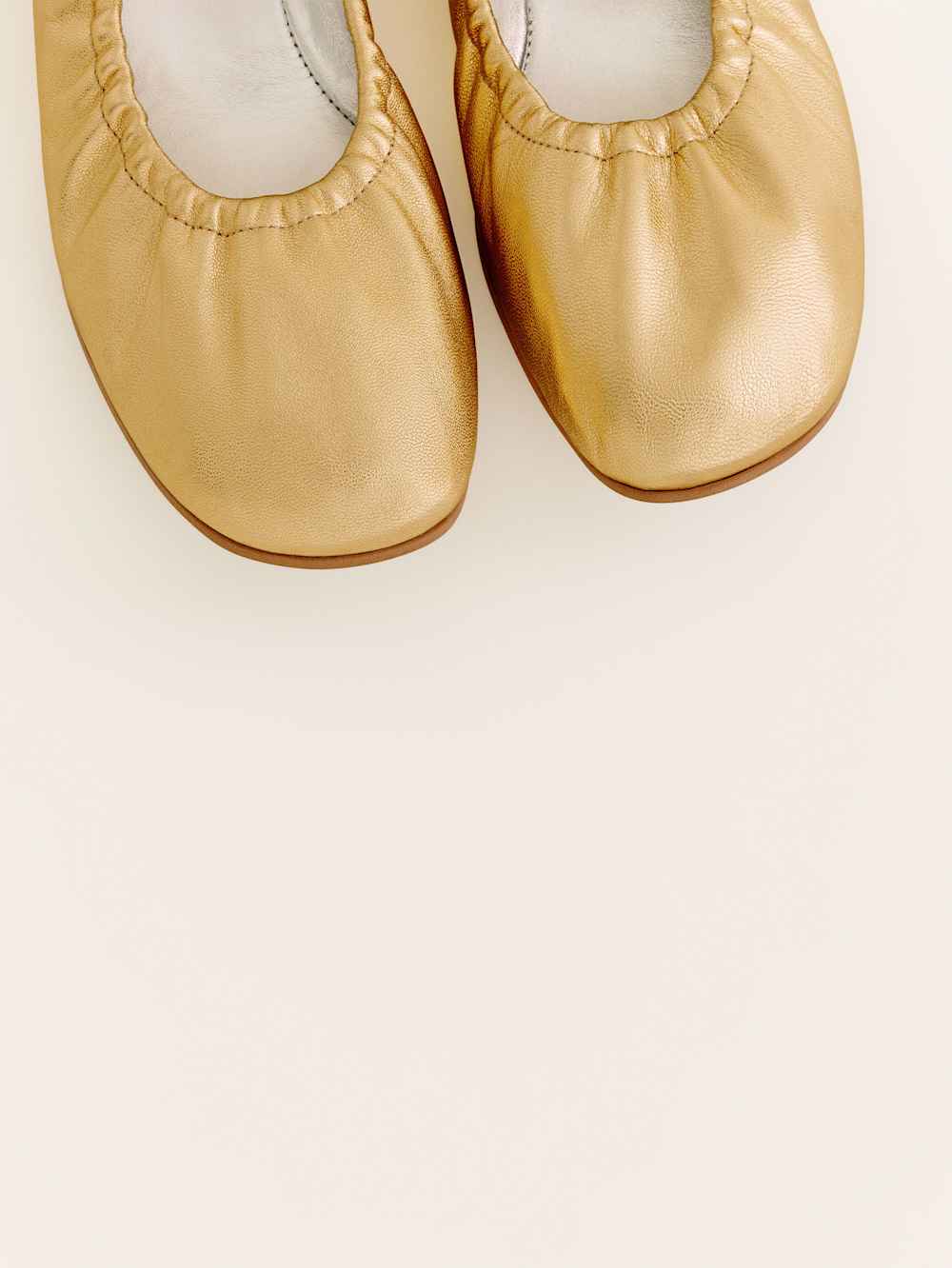 Reformation Buffy Ruched Ballet Flat - Vintage Gold