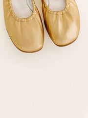 Reformation Buffy Ruched Ballet Flat - Vintage Gold
