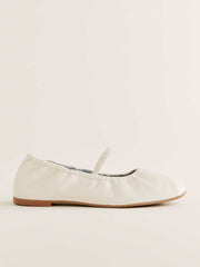 Reformation Buffy Ruched Ballet Flat - White Leather