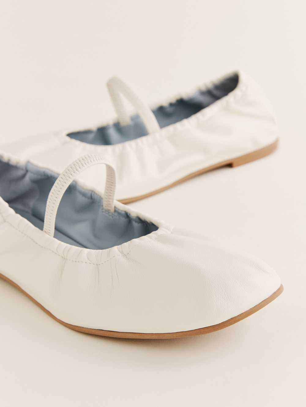 Reformation Buffy Ruched Ballet Flat - White Leather