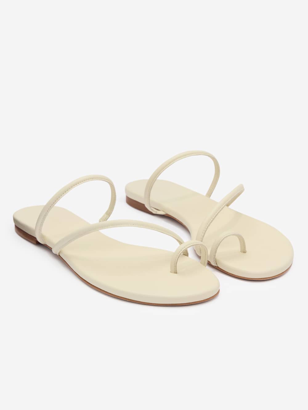 Reformation Ludo Toe Ring Strappy Flat Sandal - Almond Leather