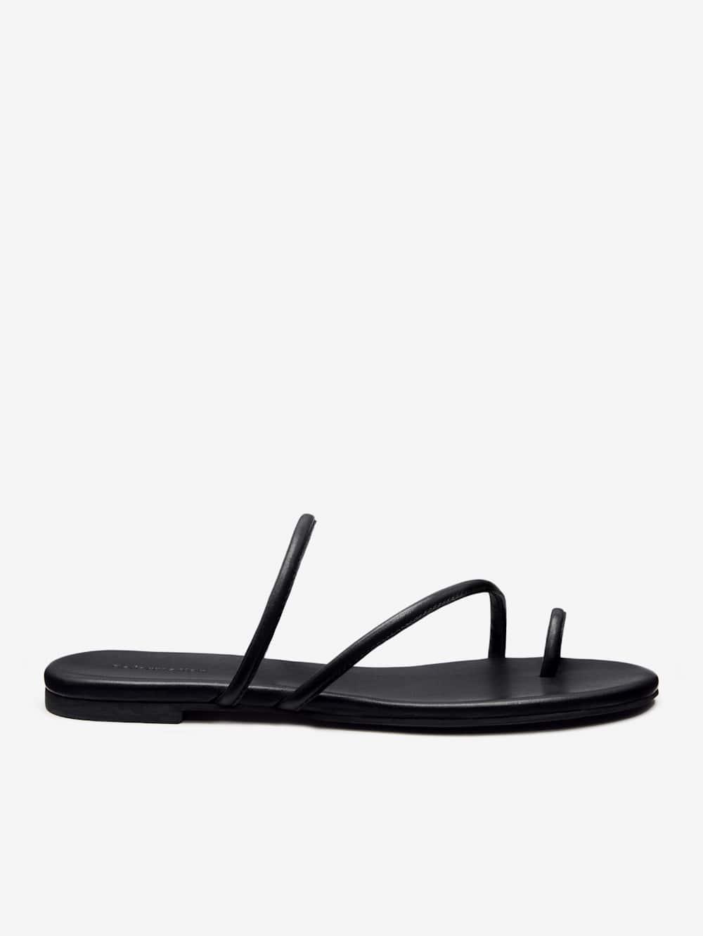 Reformation Ludo Toe Ring Strappy Flat Sandal - Black