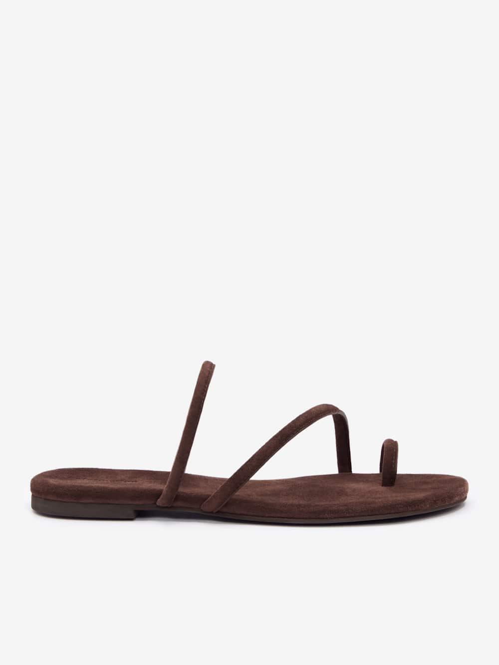 Reformation Ludo Toe Ring Strappy Flat Sandal - Espresso Suede