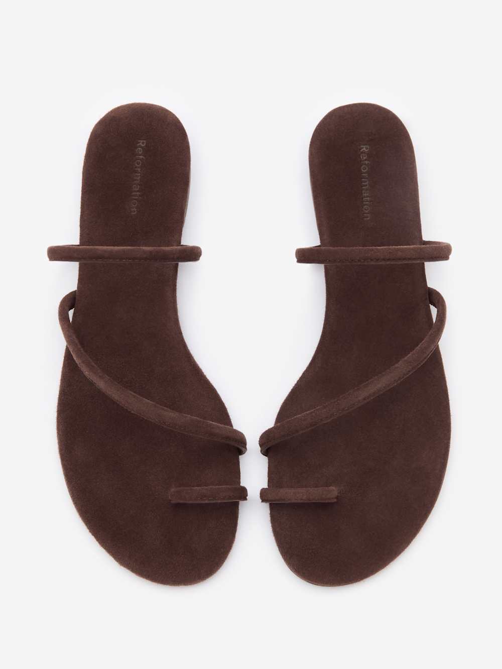 Reformation Ludo Toe Ring Strappy Flat Sandal - Espresso Suede