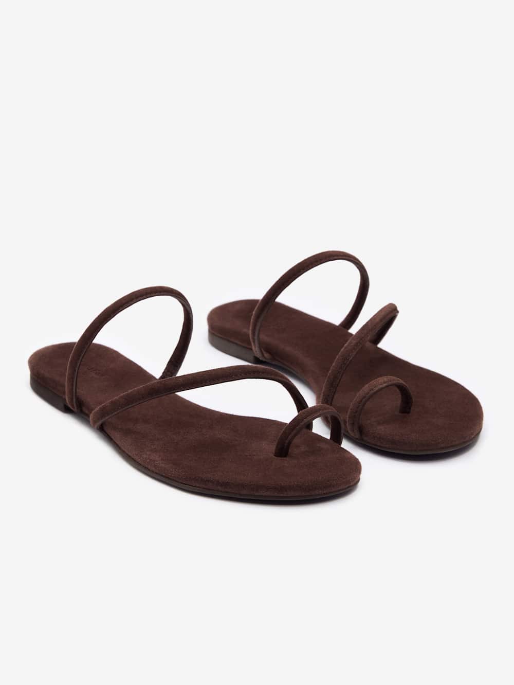 Reformation Ludo Toe Ring Strappy Flat Sandal - Espresso Suede