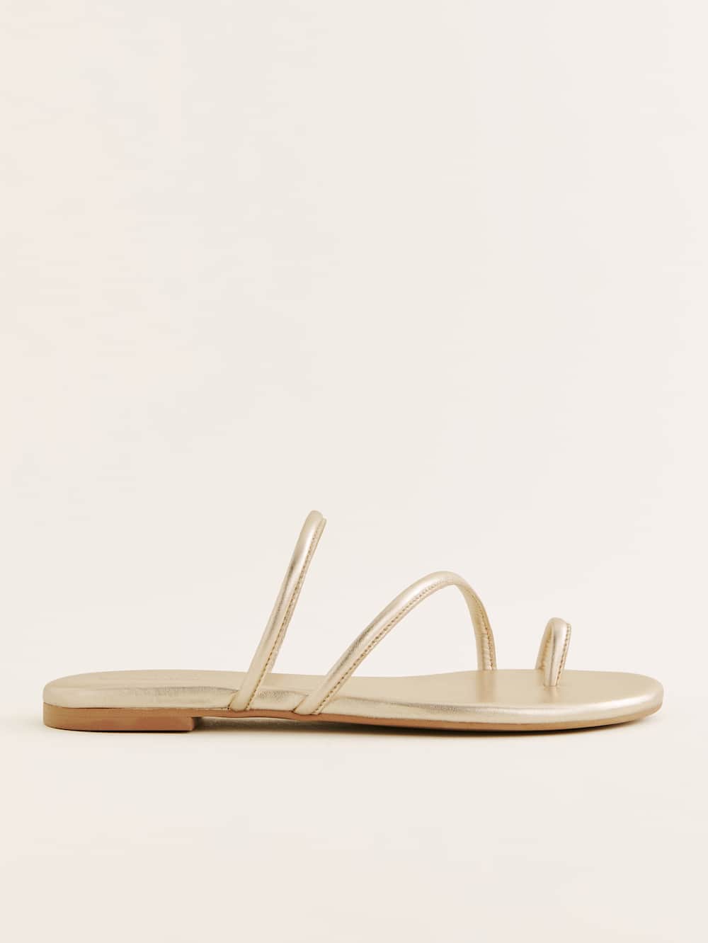 Reformation Ludo Toe Ring Strappy Flat Sandal - Gold