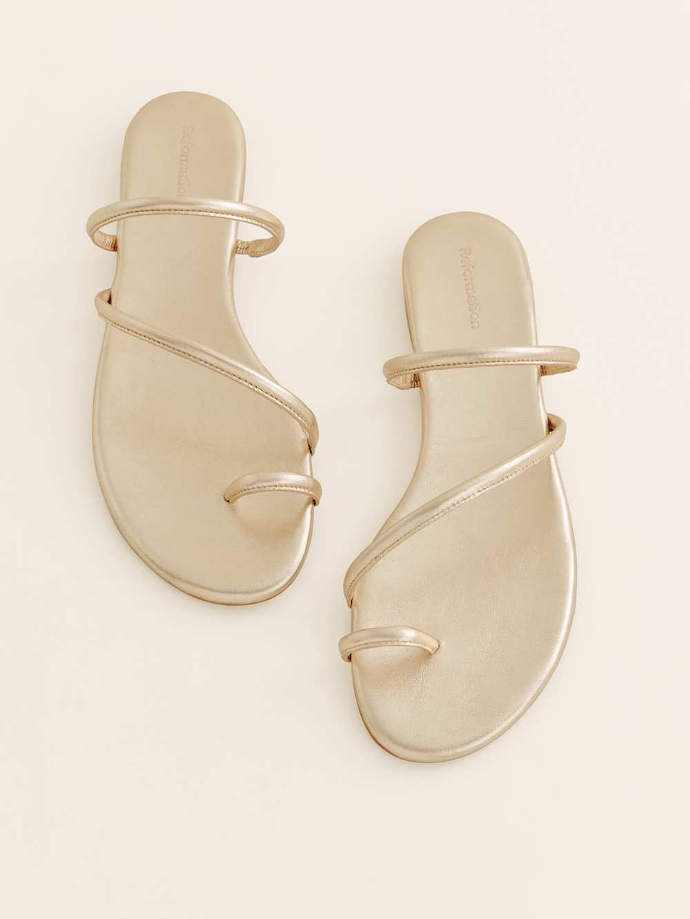 Reformation Ludo Toe Ring Strappy Flat Sandal - Gold