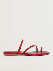 Reformation Ludo Toe Ring Strappy Flat Sandal - Scarlet