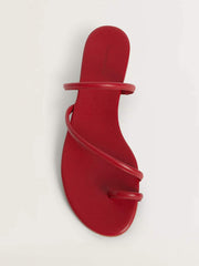 Reformation Ludo Toe Ring Strappy Flat Sandal - Scarlet