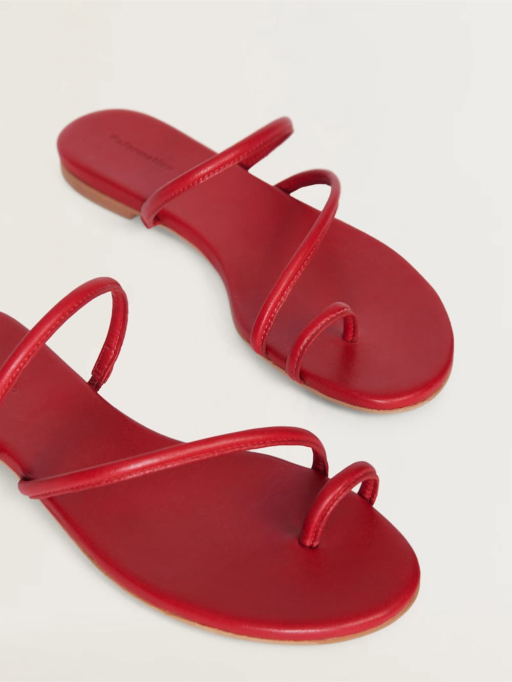 Reformation Ludo Toe Ring Strappy Flat Sandal - Scarlet