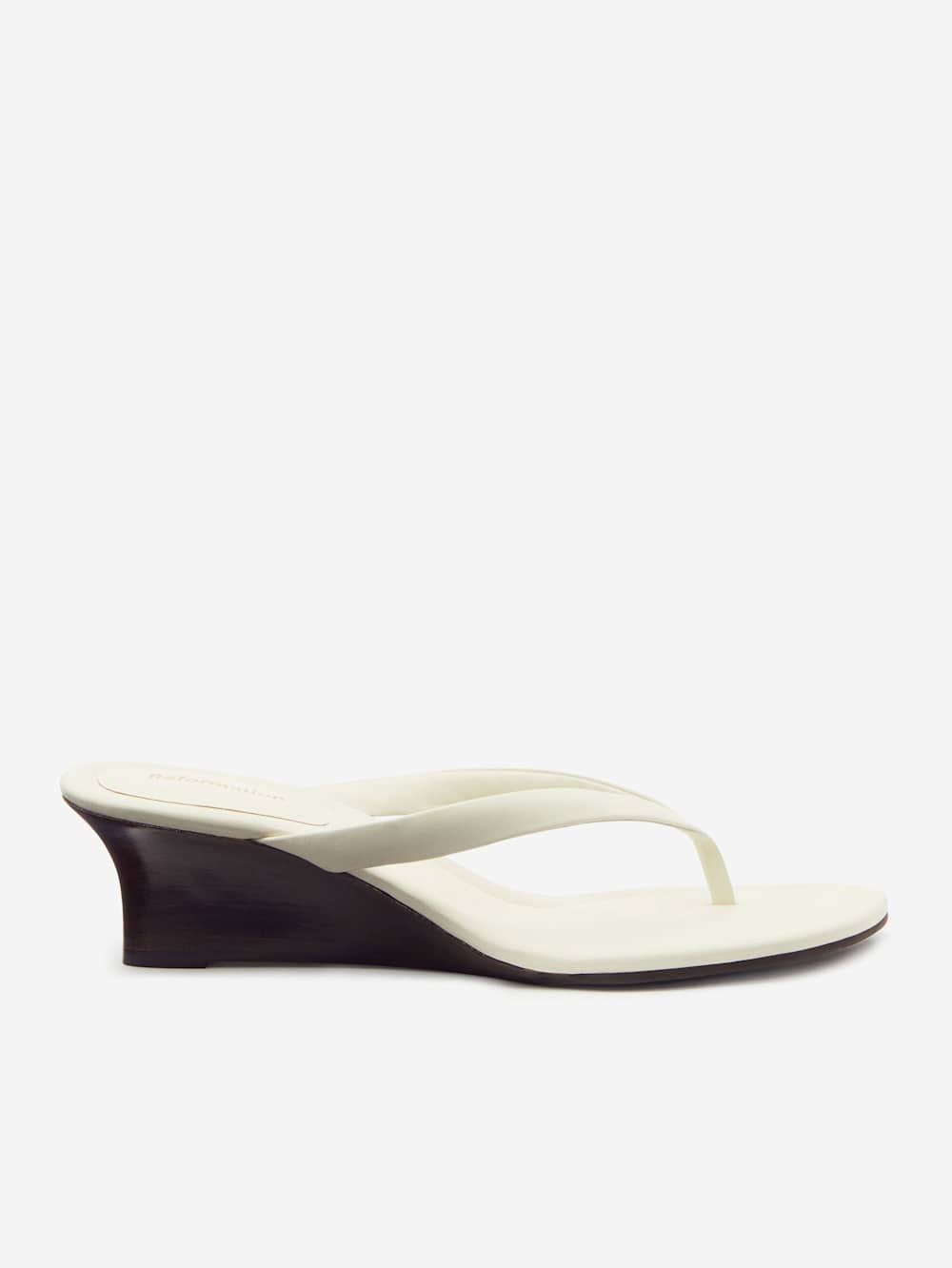 Reformation Amelia Thong Wedge Sandal - White Brown