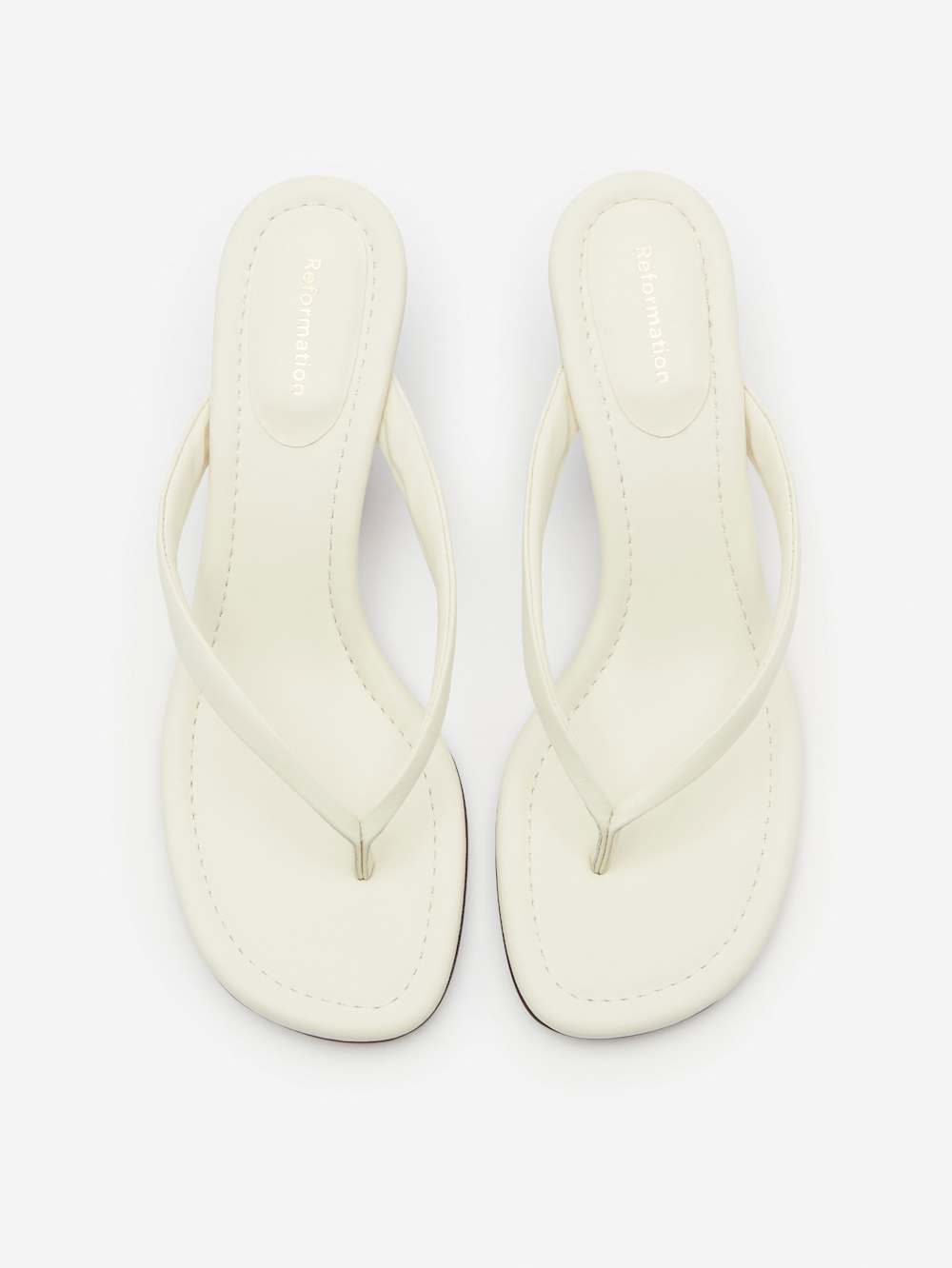 Reformation Amelia Thong Wedge Sandal - White Brown