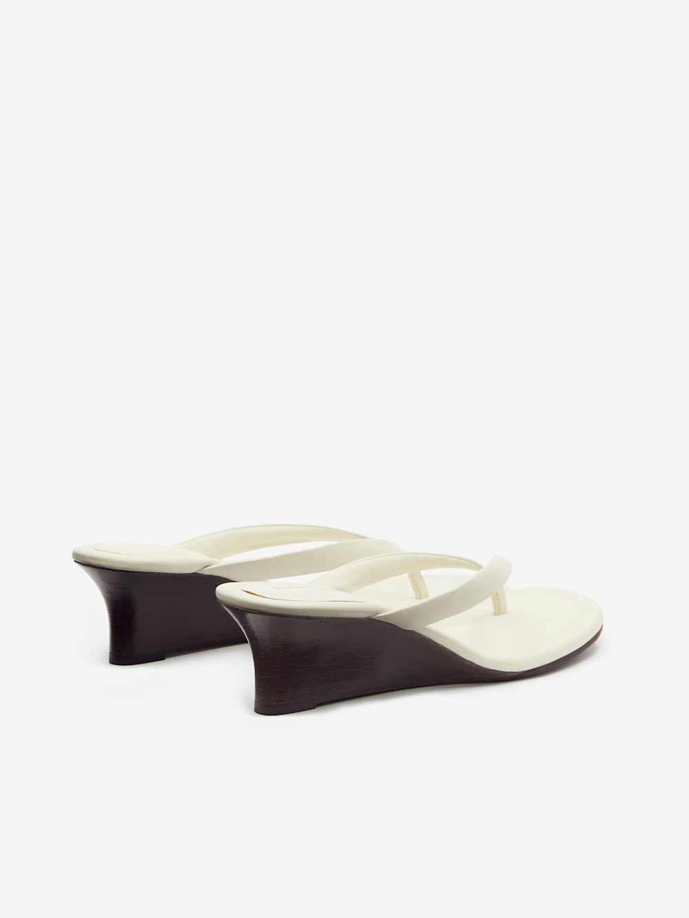 Reformation Amelia Thong Wedge Sandal - White Brown