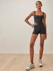 Reformation Dev Ecostretch Short Jumpsuit - Black