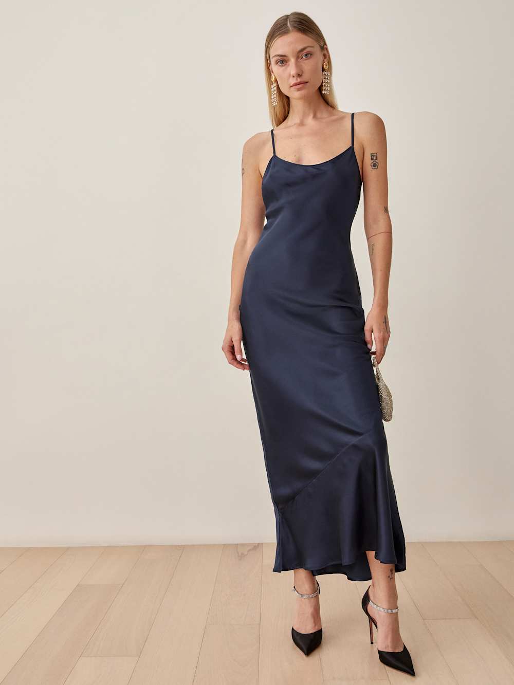 Reformation Parma Silk Dress - Navy