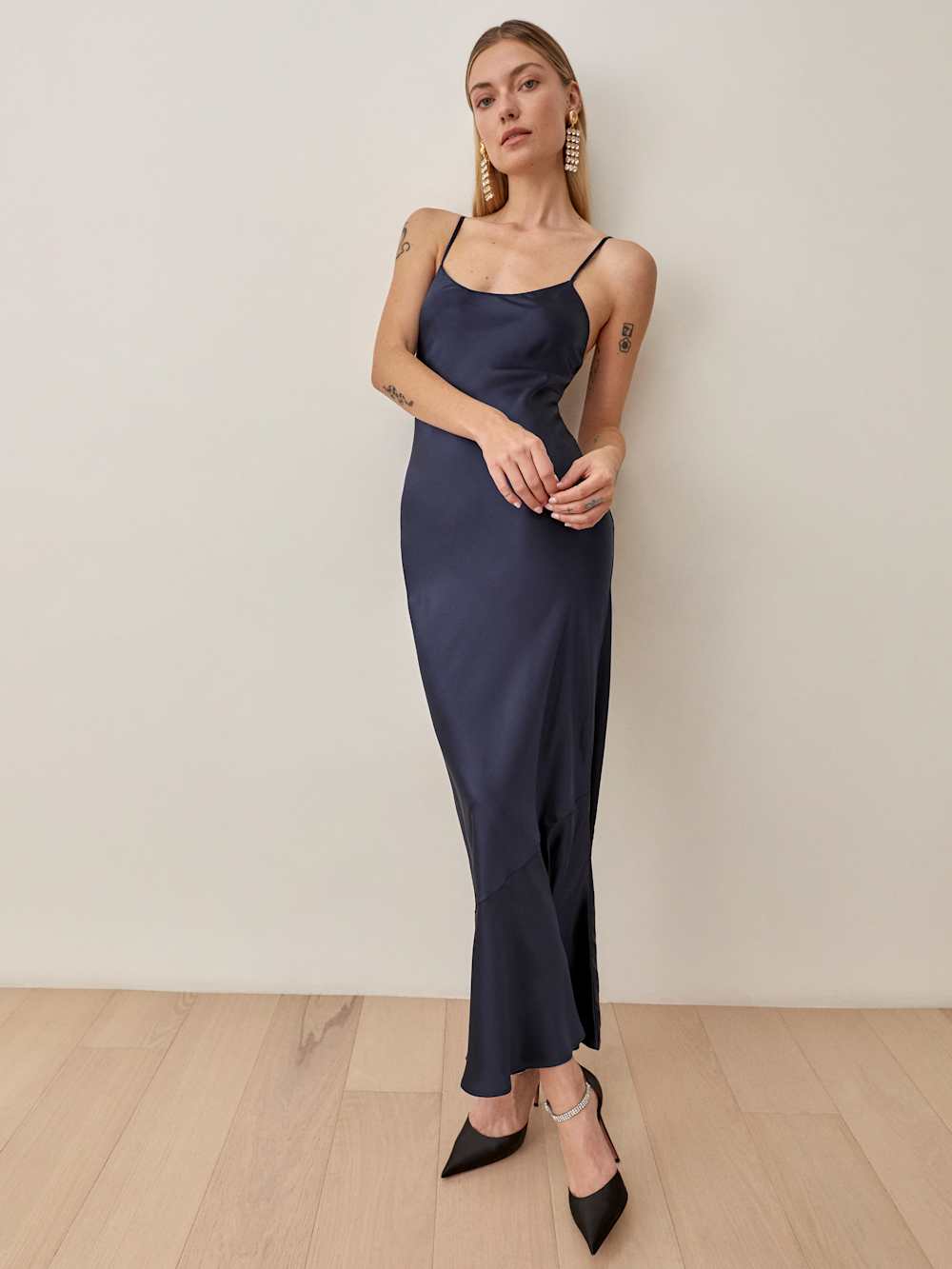Reformation Parma Silk Dress - Navy