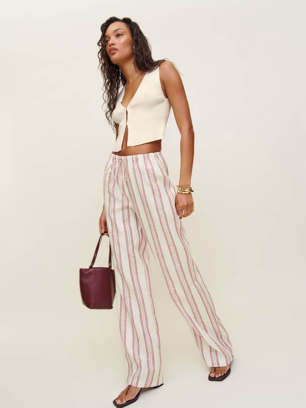 Reformation Olina Linen Pant - Avignon Stripe