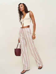 Reformation Olina Linen Pant - Avignon Stripe