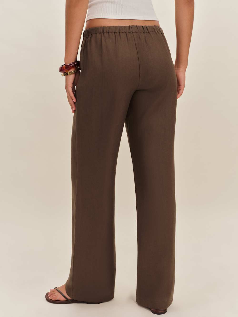 Reformation Olina Linen Pant - Chocolate Cake