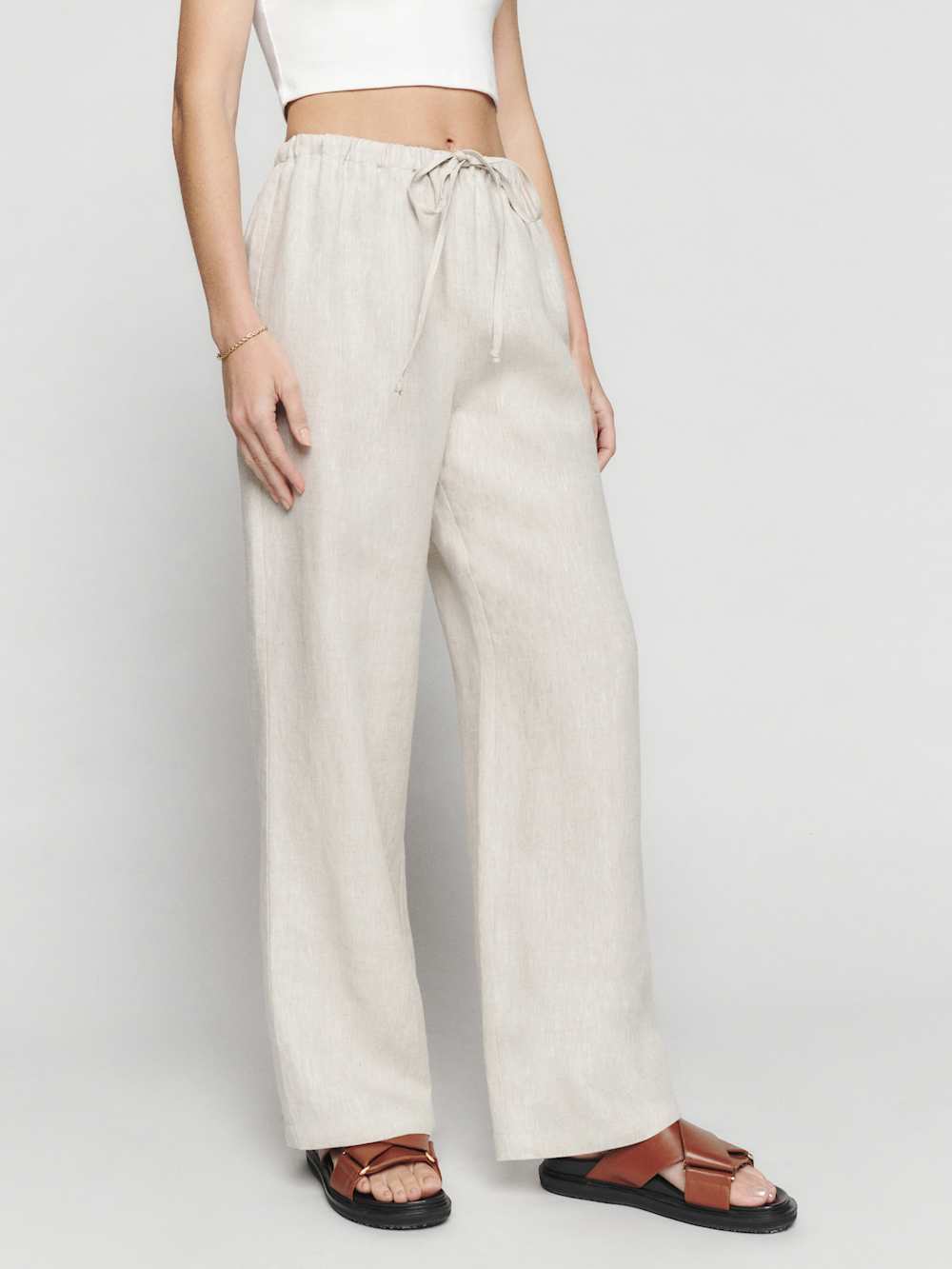 Reformation Olina Linen Pant - Oatmeal
